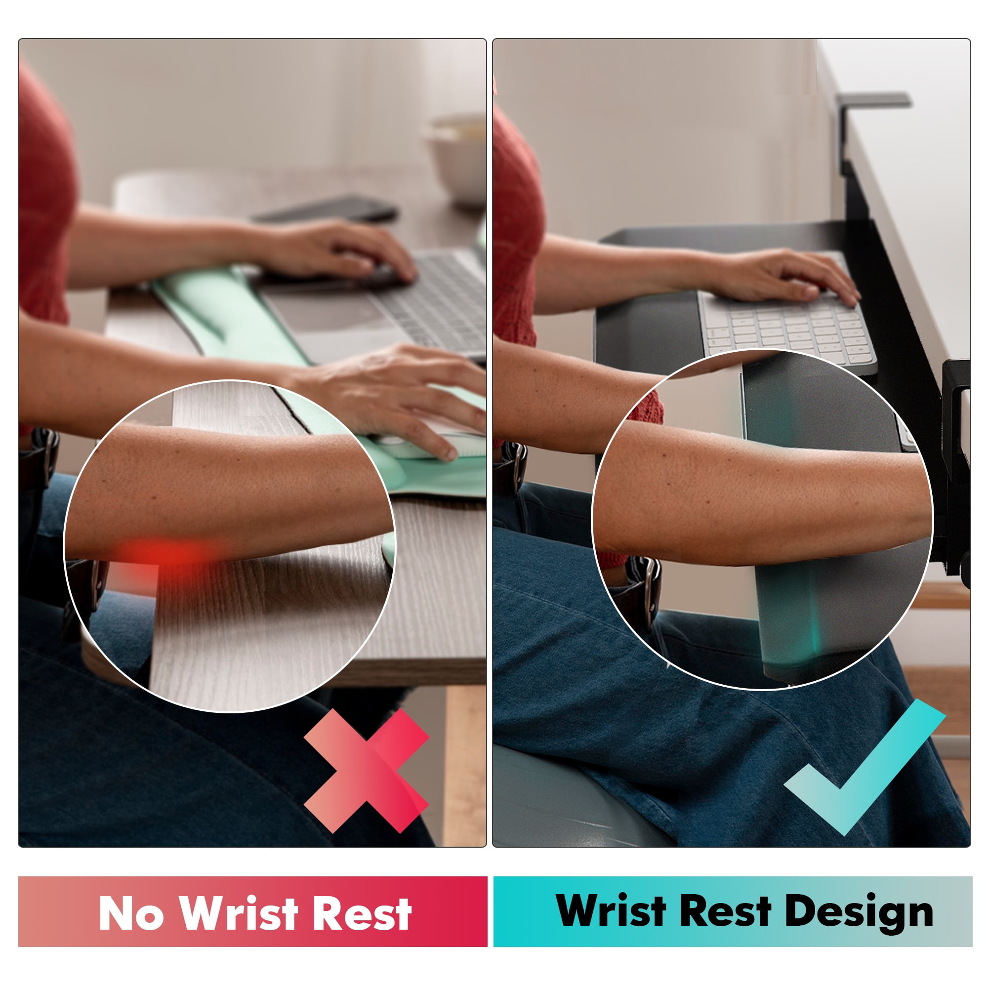 Fenge Keyboard Tray Under Desk, Pull Out Keyboard & Mouse Tray with C Clamp Mount