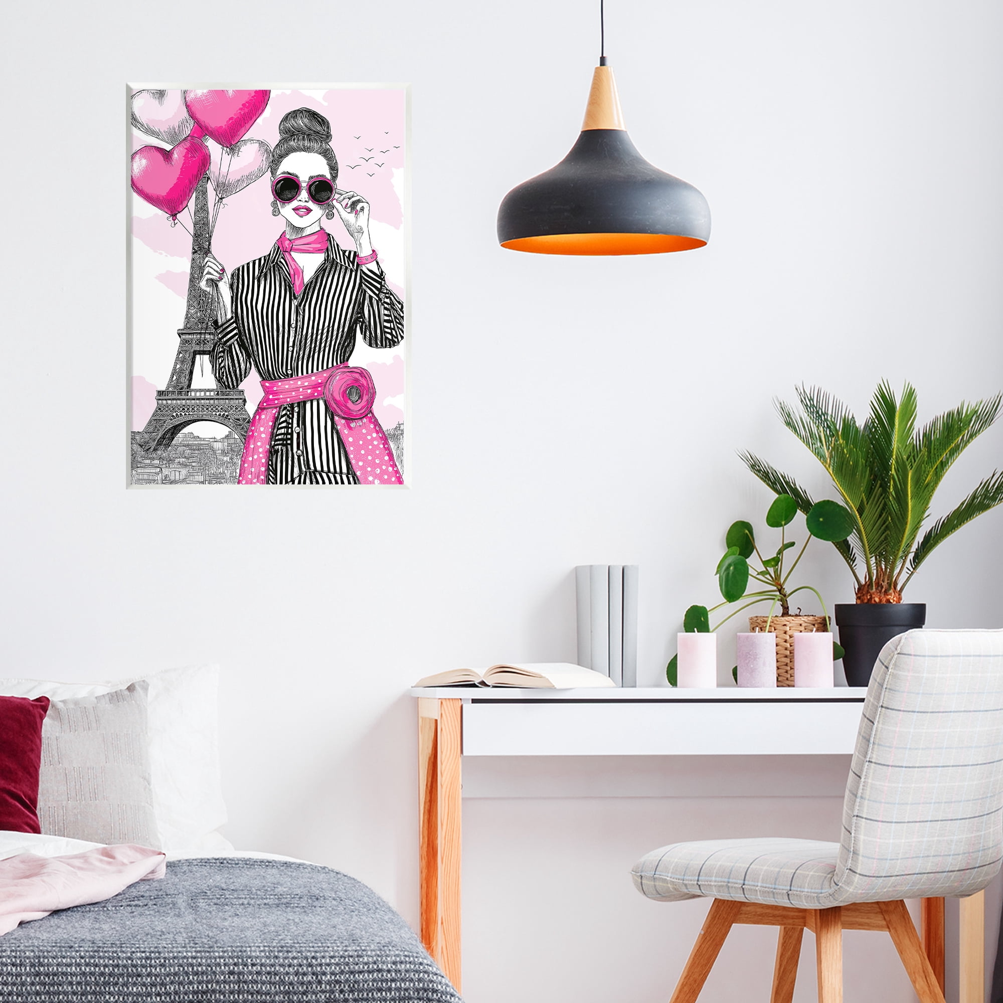 Stupell Industries Parisian Chic Woman with Balloons Wall Plaque Art, design by Jess Stempel