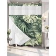 thumbnail image 4 of Palm Leaves No Hook Shower Curtain Waterproof, Bathroom Curtains with Snap in Liners and See Through Top Window, Country Summer Botanical Tropical Plants Hotel Style Bathtub Curtains Shower 72"Wx78"L, 4 of 8