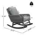 thumbnail image 6 of [Set of 2] Contemporary Minimalist Gray Wicker Rocking Chair with Soft Polyester Cushions and Durable Wooden Frame, Perfect for Indoor and Outdoor Spaces like Patio, Balcony, or Living Room BN.4844, 6 of 12