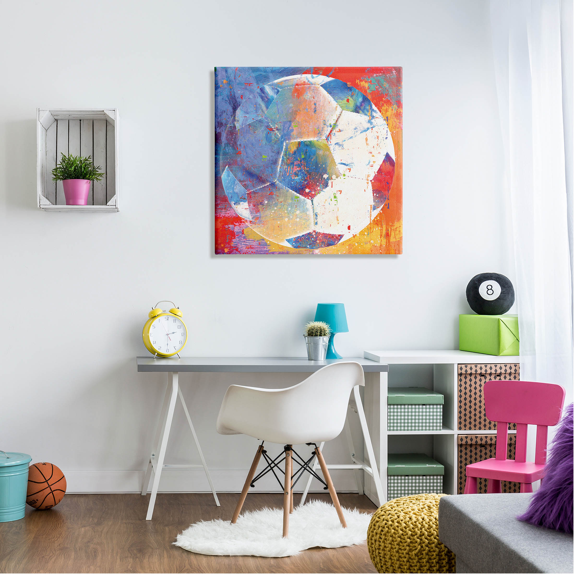 Stupell Industries Modern Soccer Ball Sports Graphic Art Gallery Wrapped Canvas Print Wall Art, Design by Savannah Miller