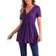 thumbnail image 2 of INSPIRE CHIC Women's Summer Front Knotted V Neck Blouse Short Sleeve Oversized Tunic Tops Solid Pullover T Shirt XS Purple, 2 of 6