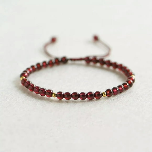 HOOUN 4mm Round Red Garnet Bracelet Gemstone Stretch Bracelet reki jewelry