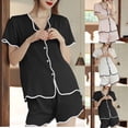 thumbnail image 4 of Tumotour Summer Pajamas Set For Women V-Neck Button Down Short Sleeve Lounge Set 2 Piece Notch Collar Sleepwear Sets Soft Pajamas Set, 4 of 4