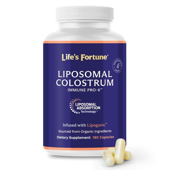 Life's Fortune Liposomal Colostrum Pro-6 Supplement, 1500mg, 180 Capsules, Colostrum Powder, Immune Support Formula