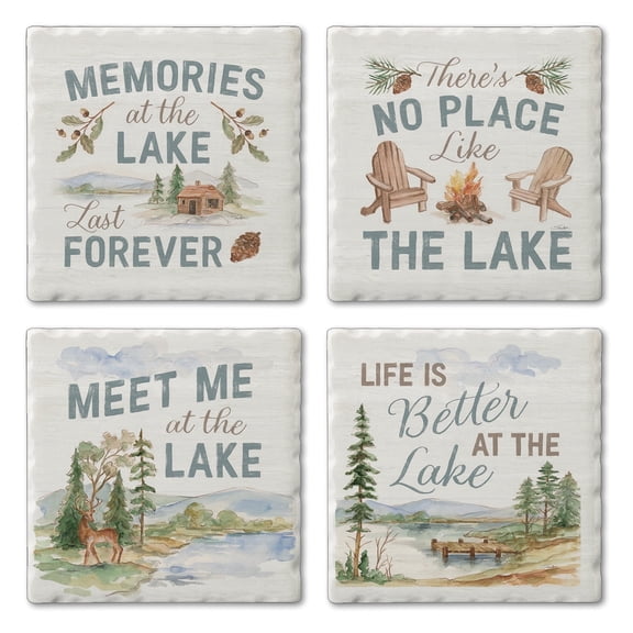 Thirstystone Rustic Lake 4-Pack Assorted Tumbled Tile Coasters