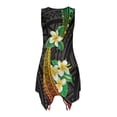thumbnail image 6 of Uorisanigo Polynesian Hibiscus Matching Couple Outfits Men's Button Down Shirt Plus Size Lummer Beach Shirts and Womens Sleeveless Dress Flowy Hawaiian Vacation Sundress, 6 of 7