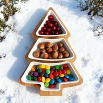 Eolstice Christmas Tree Tray With Ceramic Bowl - Christmas Tree-Shaped Ceramic Dried Fruit Snack Tableware Tray - Tree Shaped Ceramic Bowl - for Gathering, Dessert(B)