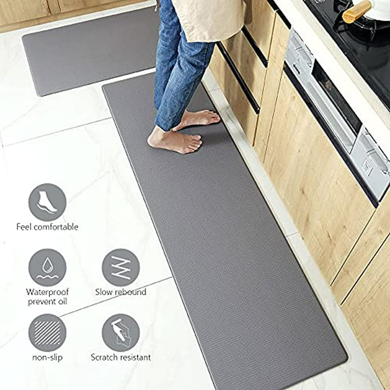 KOKHUB Kitchen Mat and Rugs 2 PCS, Cushioned 1/2 Inch Thick Anti Fatigue  Waterproof Comfort Standing Desk/ Kitchen Floor Mat with Non-Skid &  Washable