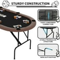 thumbnail image 4 of 8 Player Oval Poker Game Table, 71" Poker Tables with Collapsible Legs, Padded Rails & Cup Holders, Portable Poker Table for Texas Holdem Poker and Blackjack, Brown, 4 of 8