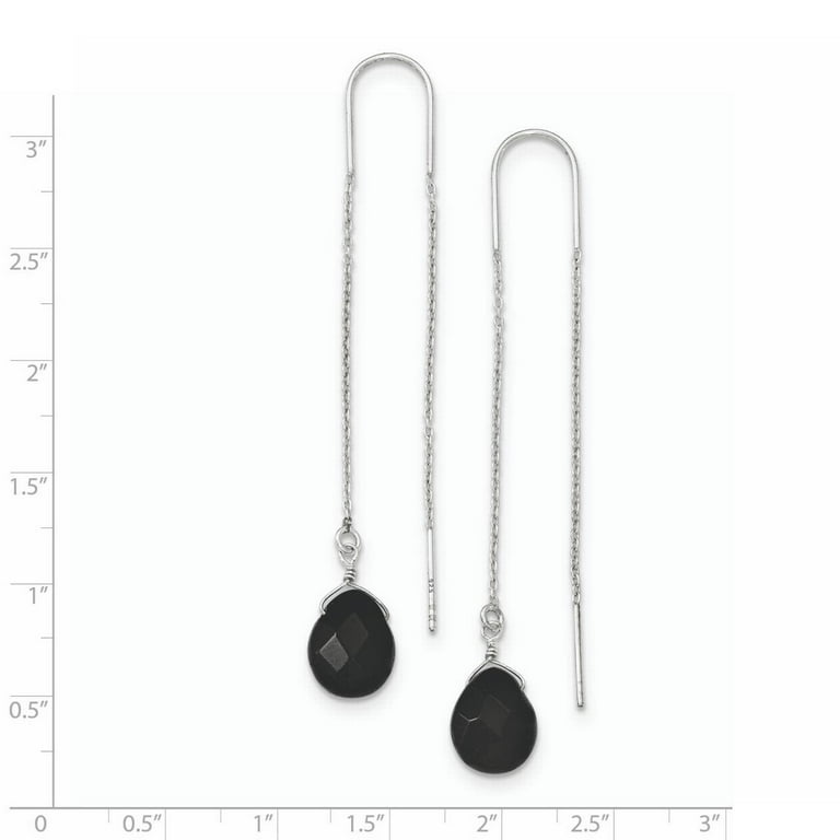 Sterling Silver Black Quartz Threader Earrings Sterling Silver Black Quartz Threader Earrings