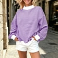 thumbnail image 7 of Women Oversized Sweatshirt Striped Mock Neck Long Sleeve Pullover Shirt Fall Winter Lounge Tops Women's Casual Pullover Comfortable Top, 7 of 7