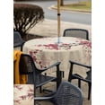 thumbnail image 5 of Outdoor Tablecloth with Umbrella Hole for Patio/Picnic/Party/Camping, Spring Cherry Waterproof Table Cloth Square Cover Washable, Vintage Red Flowers Branches Ink Painting Beige (54"x 54"), 5 of 8
