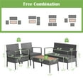thumbnail image 3 of Costway 4PCS Patio Rattan Furniture Set Cushioned Chair Wooden Tabletop Gray, 3 of 9