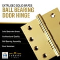 thumbnail image 3 of EMBASSY Door Hinge 3.5 x 3.5 Solid Brass Polished Brass with Steeple Tips, 3 of 7