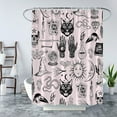 thumbnail image 2 of Halloween Shower Curtain Gothic Tarot Boho Palmistry Mysterious Black Cat Horror Magic Spooky Skull Sun Moon Vintage Witchcraft Cool Fabric Home Decor Bathroom Curtain Set with Hooks, 2 of 4