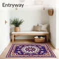 thumbnail image 3 of ODIKA 4x6 Machine Washable Non-Slip Area Rug, Bohemian Faded Artisan Medallion High Traffic Rug with Pad, Purple, 663634, 3 of 8