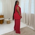 thumbnail image 4 of AURA Plus Size Two Piece Set Women V Neck Sleeveless Outfit Casual Long Pants Set Summer Fall, 4 of 6