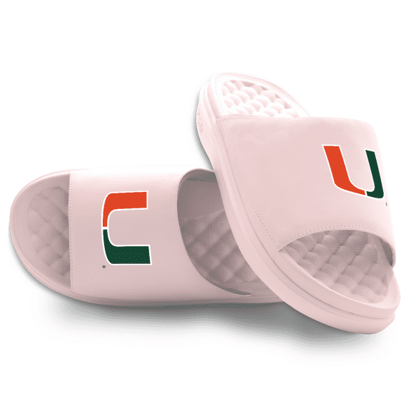Unisex ISlide Pink Miami Hurricanes Primary Motive Slide Sandals