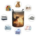 thumbnail image 4 of Balery Castle Cool Fire Dragon Cesta de ropa redonda con asas, impermeable, independiente, para ropa, juguetes, dormitorio y familia-Medium, 4 of 6