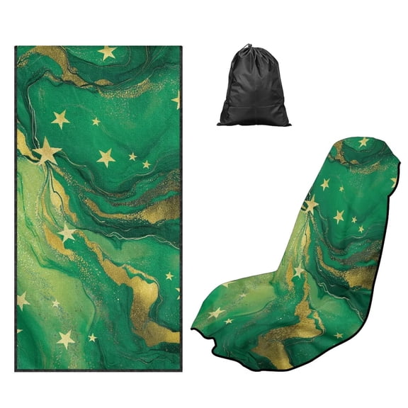 Xixirimido Green Marble Stars Sweat Towel Car Seat Cover for Gym Workout Athletic Running Towel for Outdoor Sports Universal Auto Front Seat Protector for Trucks, SUV, 2Pack