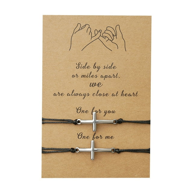 Pulsera cruzada Cuerda de hilo rojo negro Trenzado Pulsera de regreso a la escuela Pulsera religiosa cristiana Pulseras de amistad con brújula a juego para mujeres, hombres, mejores amigos, alma hermana JM