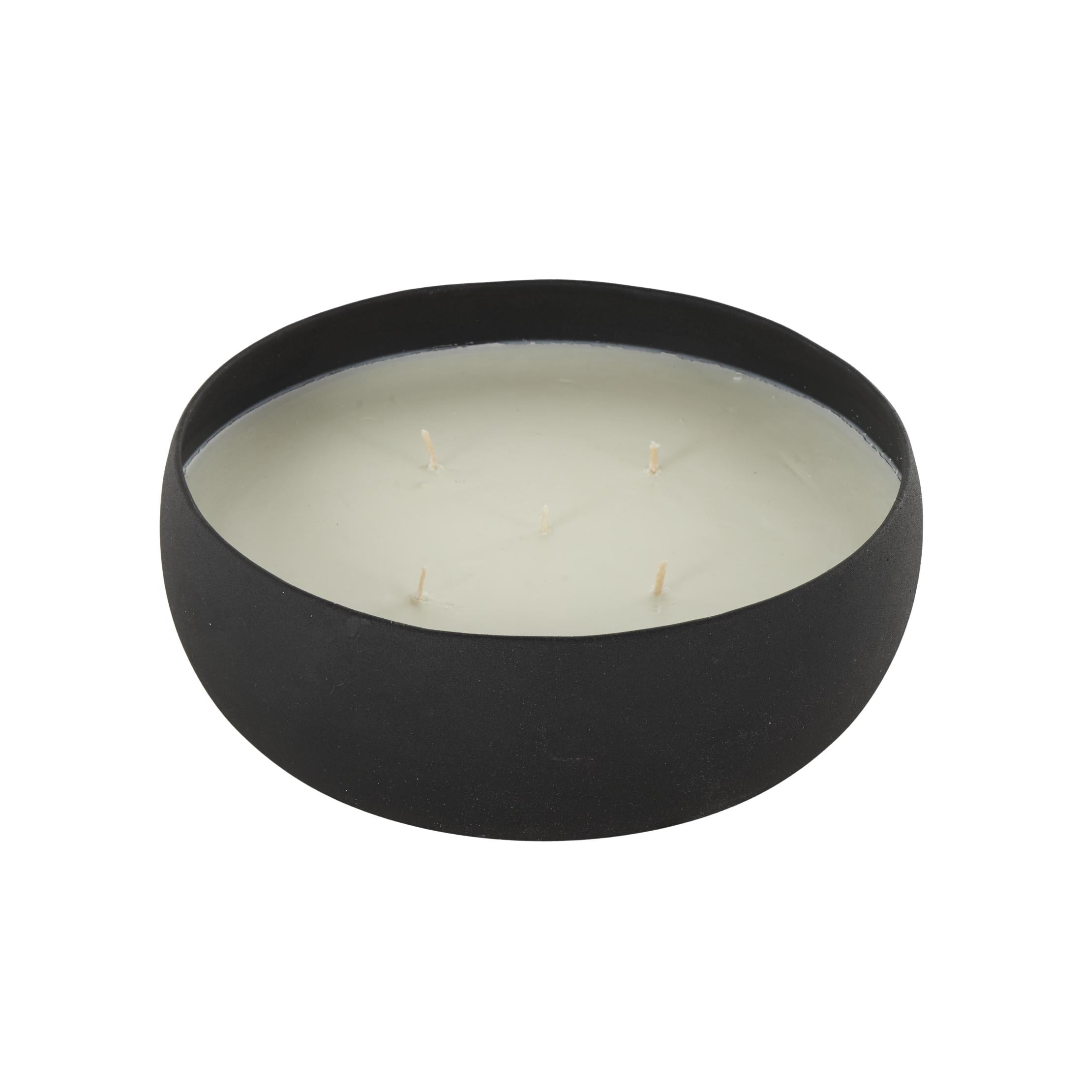 DecMode Black Metal Eucalyptus Spa Scented Textured 63oz 5 Wick Candle with White Wax