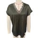 thumbnail image 2 of Camiseta de manga corta con ribete de encaje, camiseta de mujer con ribete de encaje en V, color puro, camiseta de mujer de manga corta, artesanía superior, 2 of 3