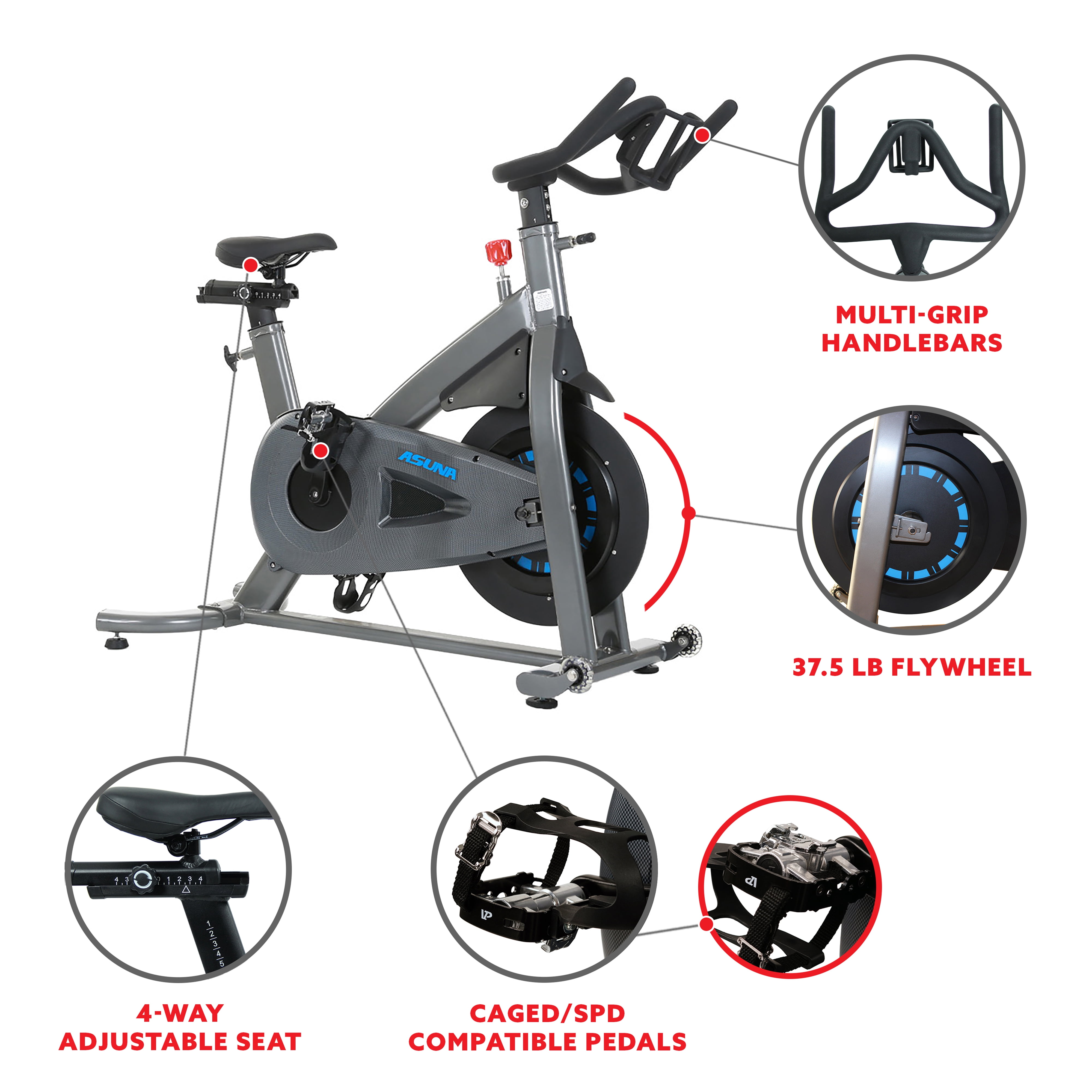 ASUNA 5150 Magnetic Chain Drive Turbo Commercial Indoor Cycling Trainer Exercise Bike