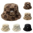 thumbnail image 4 of ZQUUVOU Winter Bucket Hat for Women Plaid Faux Fur Furry Bucket Hat Lamb Plush Soft Fluffy Warm Hat Plush Fishing Hat Beige, 4 of 4