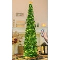 thumbnail image 2 of HMASYO 6 FT Pop Up Christmas Tree with 100 LED Lights & Remote, Green Christmas Tinsel Tree, Collapsible Artificial Pencil Tree for Home Office Party Decor, USB Powered Timer Lights, Easy Assembly, 2 of 8