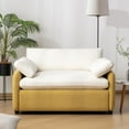 thumbnail image 3 of Oversized Single Sofa Chair, Chenille Accent Chair with Color Blocking, Wide and Deep Seat, Modern Upholstered Comfy Armchair with Pillows for Living Room, Apartment and Bedroom (Cream,Yellow), 3 of 9