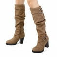 thumbnail image 6 of Pennysue Women's Fashion Knee High Boots With Chunky Heel Winter Warm Size Zippers Boots With Buckle Design Size 6.5M, 6 of 6