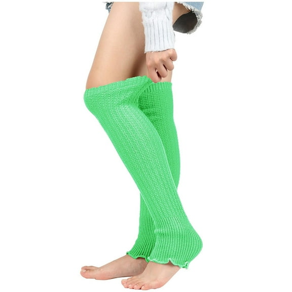 Elainilye Fashion Women's Leg Warmers Woolen Warm Knitted Socks Yoga Leggings Over-the-knee Socks Stockings Winter Heap Socks Foot Warmers,Green
