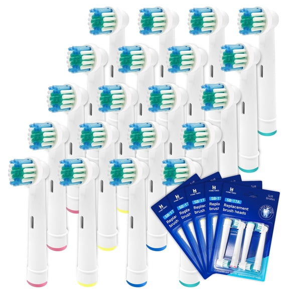 HOME TIMES 20Pcs Replacement Brush Heads Compatible with Oral-B Braun Toothbrushes, Soft Sensitive Professional Heads for Gentle Cleaning (4 Color)