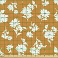 thumbnail image 2 of Ambesonne Retro Fabric by the Yard Upholstery, Floral Botany Arrangement, 3 Yards, Dark Orange Grey White, 2 of 5
