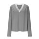 thumbnail image 5 of Tops de otoño para mujer,Blusa informal de poliéster con cuello en V y manga corta para mujer, ideal para usar en cualquier temporada, sopatenor, 5 of 9