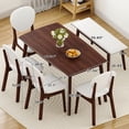 thumbnail image 2 of Ktaxon Solid Wood Dining Table Set for 6, Mid-Century Dining Room Table with 4 Padded Chairs & Bench, 47.3" Dining Room Set for 4~6 Family Use, Walnut, 2 of 7