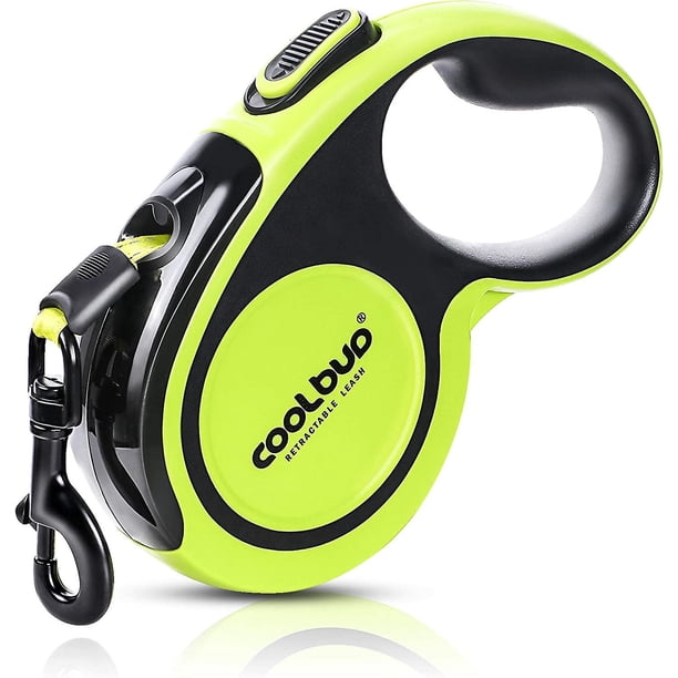 Correa retráctil para perros grandes de hasta 50 kg, cinta de nailon resistente y elástica de 5 m, retráctil con costuras reflectantes brillantes, freno de una mano, freno de mano, correa de seguridad