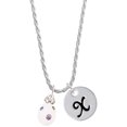 thumbnail image 1 of Delight Jewelry White Easter Egg with Color Crystal Dots Silvertone Script Initial Disc - X - Charm Necklace, 20"+3", 1 of 1