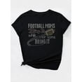 thumbnail image 3 of Women'S Casual Crew Neck T-Shirt with Football Moms Quote, Rhinestone Embellished, Short Sleeve, Cotton Knit Fabric, Medium Stretch, 180g/m², Spring/Summer/Fall Fashion Top, Casual Sporty Tee, 3 of 7