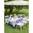 thumbnail image 4 of Outdoor Tablecloth with Umbrella Hole for Patio/Picnic/Party/Camping, Blue Ombre Spring Floral Waterproof Table Cloth Rectangle Table Cover Washable, Summer Botanical Flowers (60"x 120"), 4 of 8