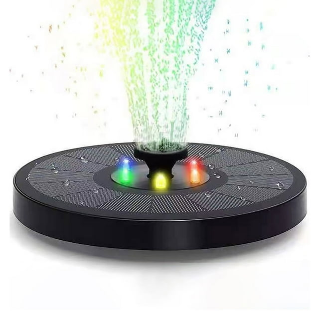 Flmtop Solar Water Fountain LED Solar Water Fountain Waterproof Solar Powered Water Fountain with Colorful Light Water Garden & Pond Pumps for Fish Pond Courtyard Garden Outdoor Park