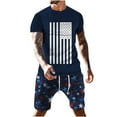 thumbnail image 2 of cllios Independence Day Outfits for Men 2 Piece Patriotic Red White and Blue Graphic Tees Trendy Crewneck Top and Vintage Drawstring Shorts Sets Track Suits, 2 of 5