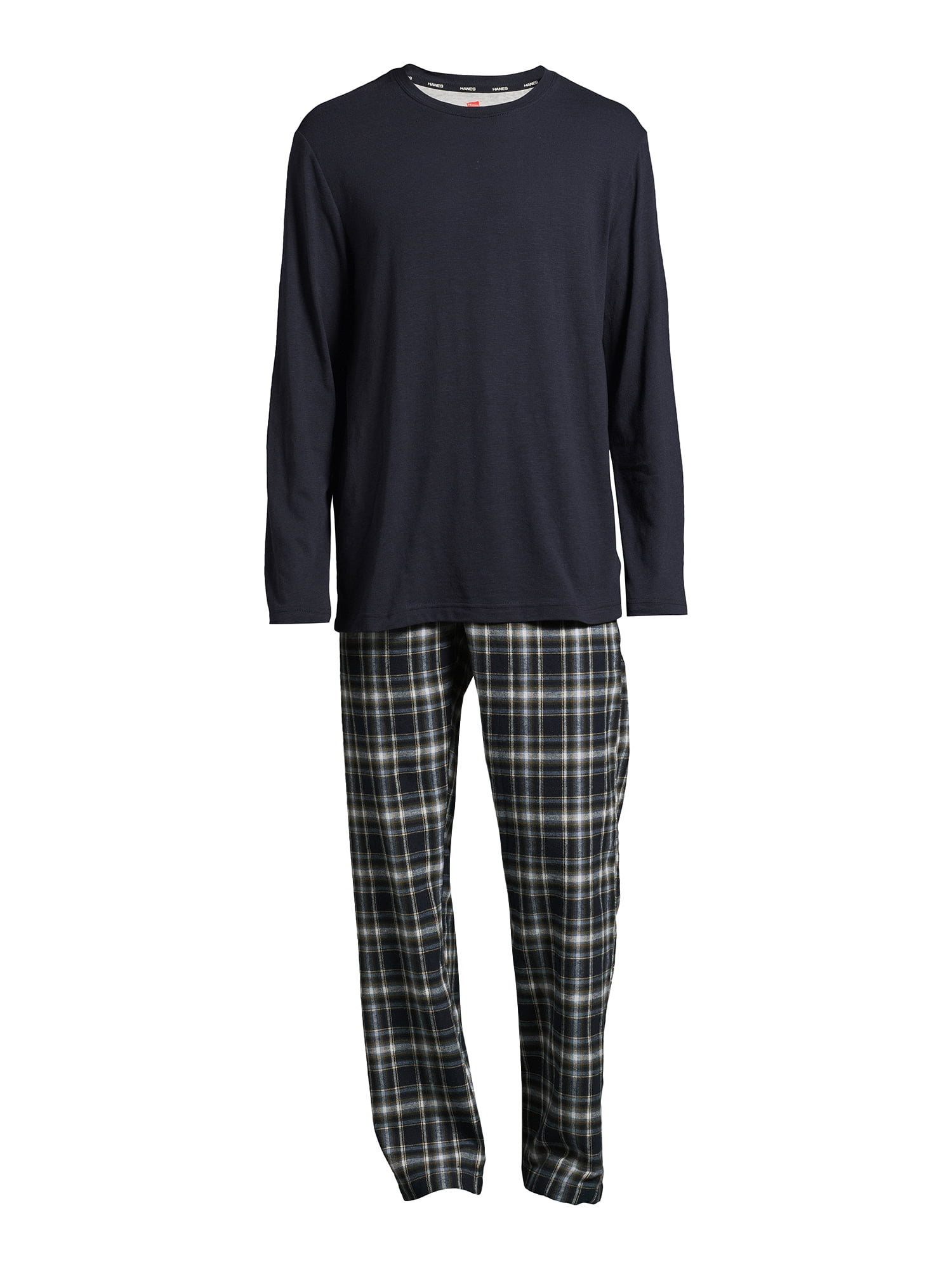 Hanes Men’s Slub Jersey Top and Ultra Soft Flannel Sleep Pants Set, 2-Piece, Sizes S-5XL