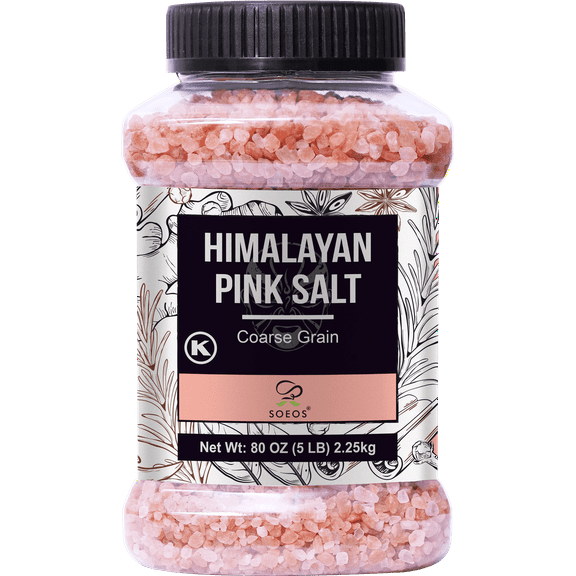 Soeos Himalayan Pink Salt Coarse Grain 80oz, Natural Kosher Rock Salt for Grinder Refill & Cooking, Bulk Size