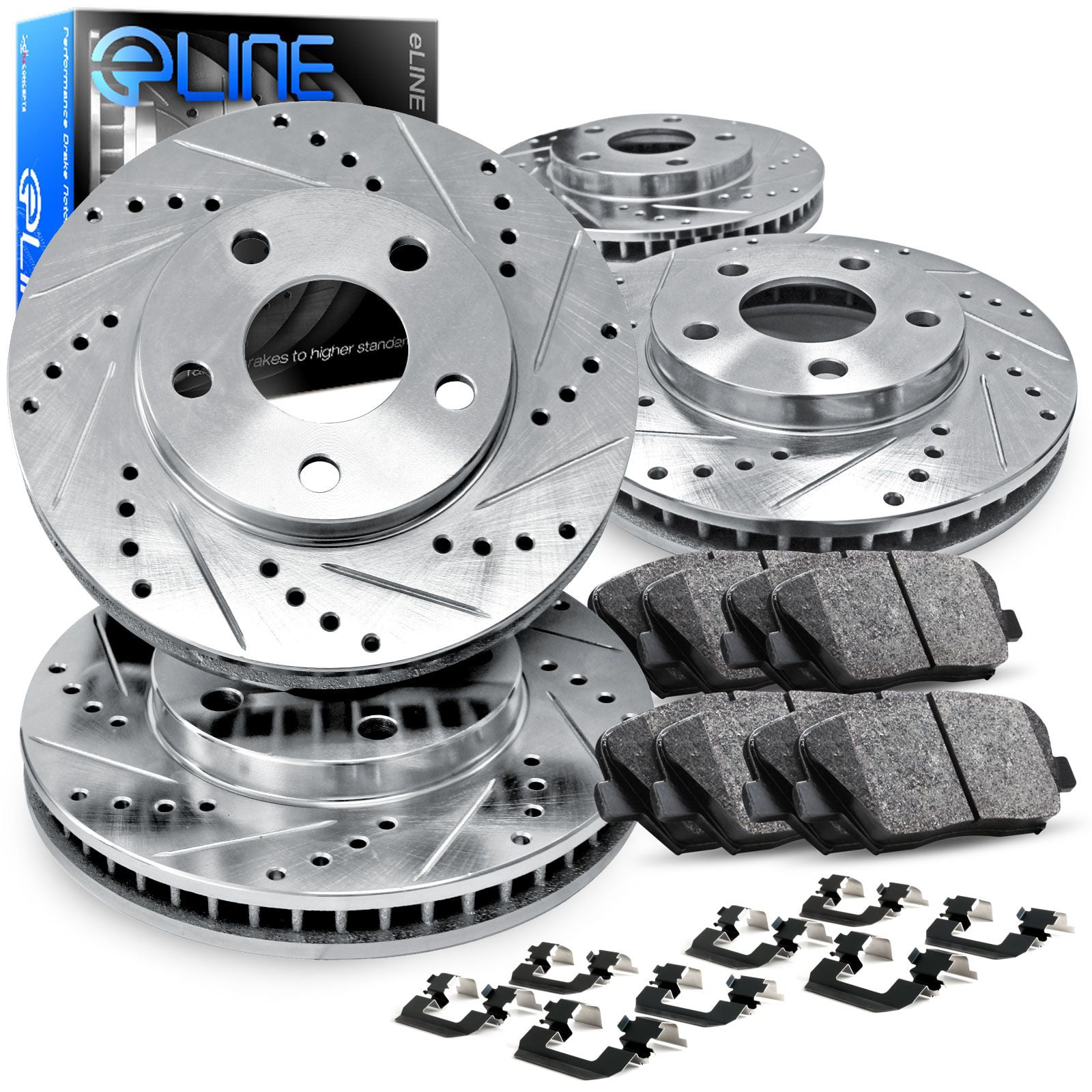 Front Drilled/Slotted Brake Rotors Ceramic Pads For 2011-2011 Saab 9-5 