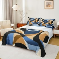 Manfei Modern Minimalst Full Size Sheets for Adult, Stripes Ombre Bed Sheets, Abstract Geometric Sheet Sets, Lightweight Room Decor, 4-Piece