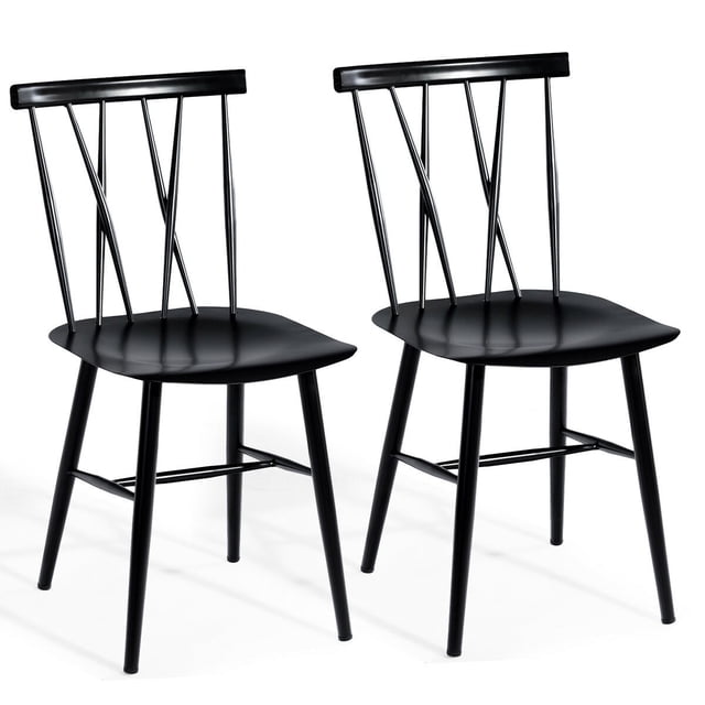 Conjunto de 2 Sillas de Comedor de metal Costway Altura de Mostrador Negras respaldo curvado Capacidad de Carga 150 kg café