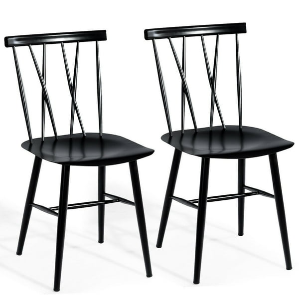 Conjunto de 2 Sillas de Comedor de metal Costway Altura de Mostrador Negras respaldo curvado Capacidad de Carga 150 kg café
